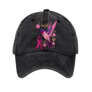 Breast Cancer Awareness Hummingbird Print Hat1
