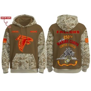 2025 Falcons US Marine Corps 250th Year Anniversary Hoodie