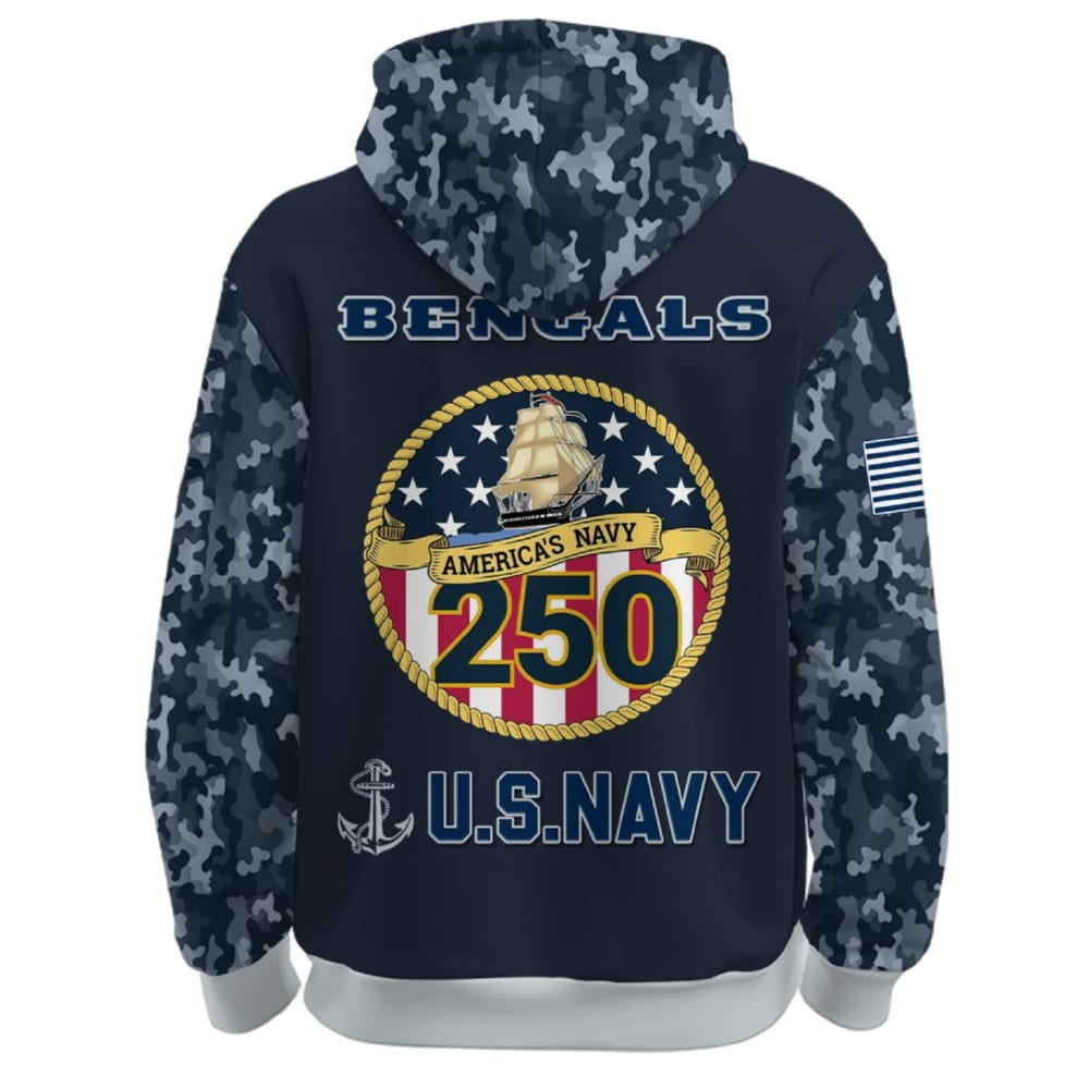 Bengals US Navy 250th Birthday Celebration Hoodie 2025 Bengals US Navy 250th Birthday Celebration Hoodie 2025