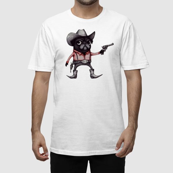 Black Pug Funny Cowboy T-shirt