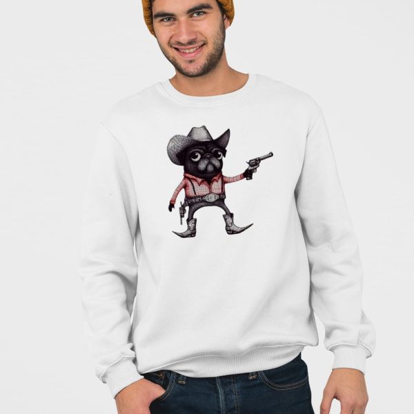Black Pug Funny Cowboy T-shirt