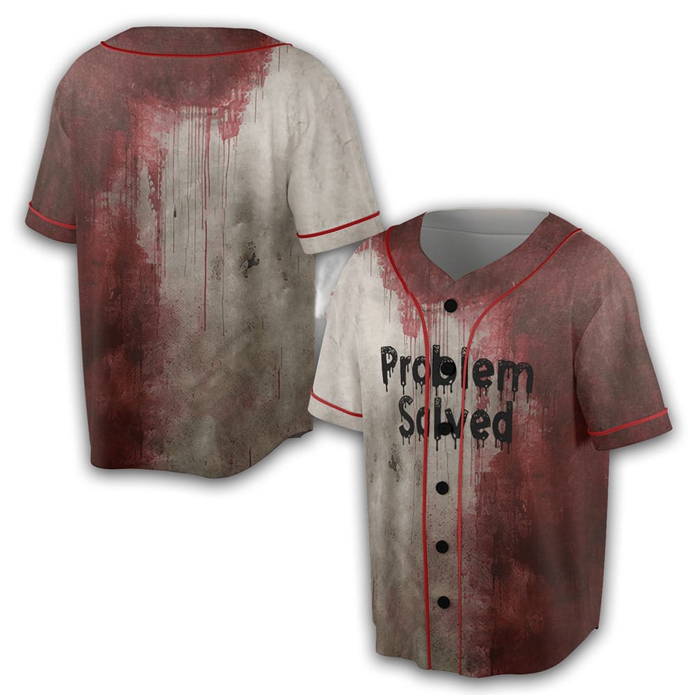 Bloody Problem Solved Halloween Print Jersey Bloody Problem Solved Halloween Print Jersey