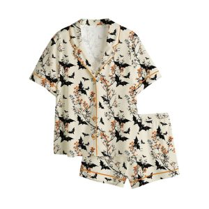 Bat Spooky Halloween Satin Pajama Set