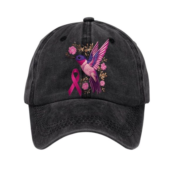 Breast Cancer Awareness Hummingbird Print Hat
