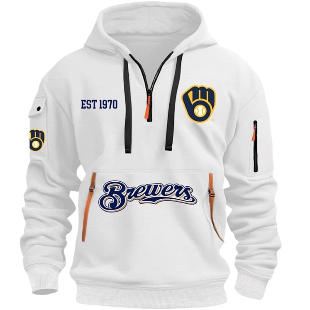 Brewers Est 1970 Hoodie Half Zipper Brewers Est 1970 Hoodie Half Zipper