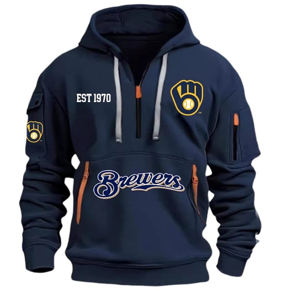 Brewers Est 1970 Hoodie Half Zipper Brewers Est 1970 Hoodie Half Zipper