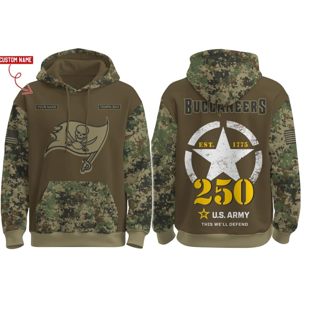 Buccaneers US Army 250th Birthday Celebration Hoodie 2025 Buccaneers US Army 250th Birthday Celebration Hoodie 2025