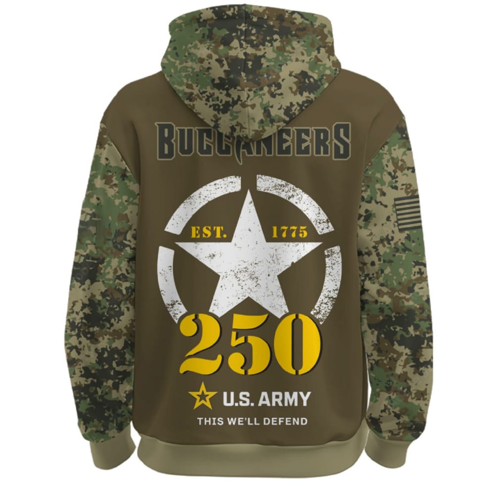 Buccaneers US Army 250th Birthday Celebration Hoodie 2025 Buccaneers US Army 250th Birthday Celebration Hoodie 2025