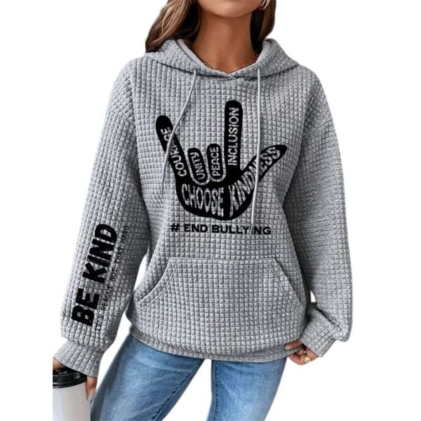 Bullying Prevention Awareness Be Kind It’s Really Not That Hard End Bullying Courage Unity Peace Inclusion Choose Kindness Waffle Hoodie
