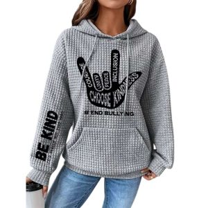 Bullying Prevention Awareness Be Kind Its Really Not That Hard End Bullying Courage Unity Peace Inclusion Choose Kindness Waffle Hoodie3