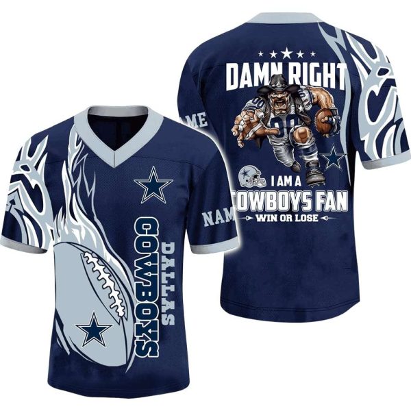 Cowboys Damn Right I Am A Chiefs Fan Win Or Lose Football Jersey