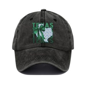 Retro Texas Strong Green Bow Baseball Cap 1 Retro Texas Strong Green Bow Print Baseball Cap1