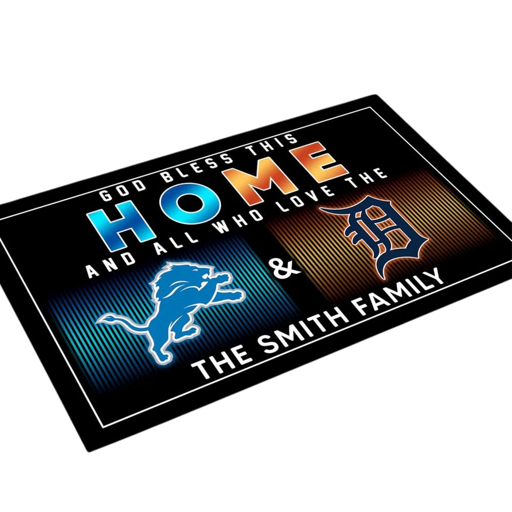 God Bless This Home And All Who Love The Lions and Tigers Customized Doormat God Bless This Home And All Who Love The Lions and Tigers Customized Doormat