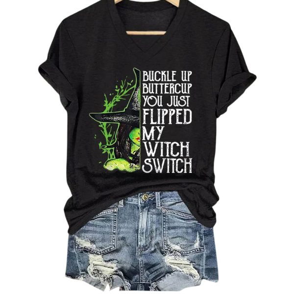 Halloween Buckle Up Buttercup You Just Flipped My Witch Switch Shirt
