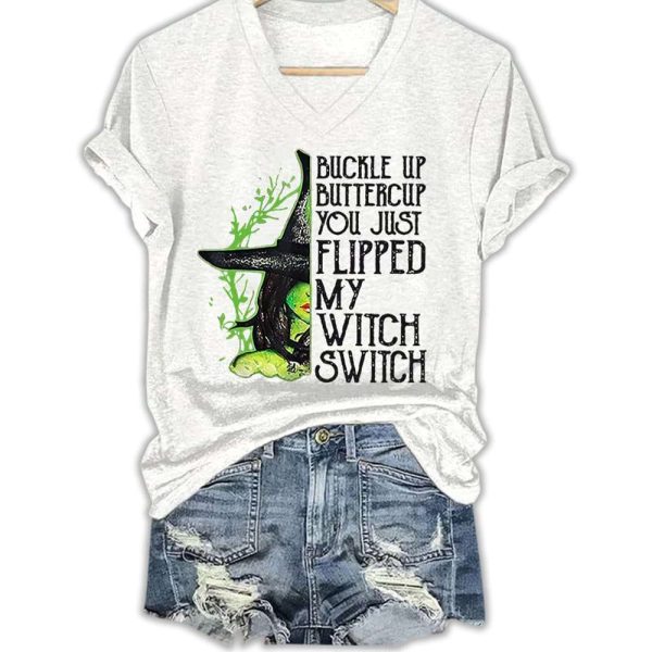 Halloween Buckle Up Buttercup You Just Flipped My Witch Switch Shirt