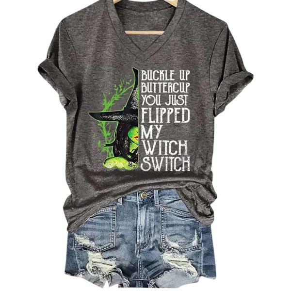 Halloween Buckle Up Buttercup You Just Flipped My Witch Switch Shirt