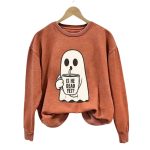 Halloween Is He Dead Yet Ghost Print Casual Sweatshirt