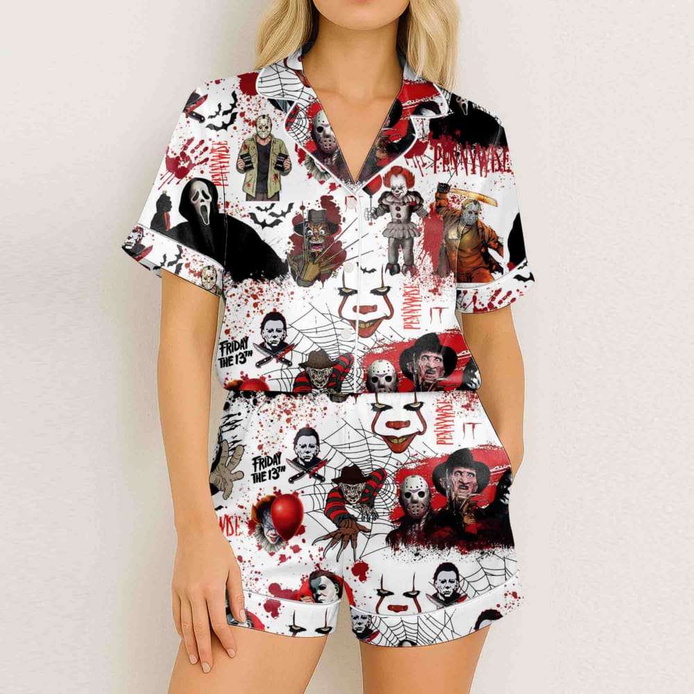 Horror Movie Satin Short Pajamas Horror Movie Satin Short Pajamas