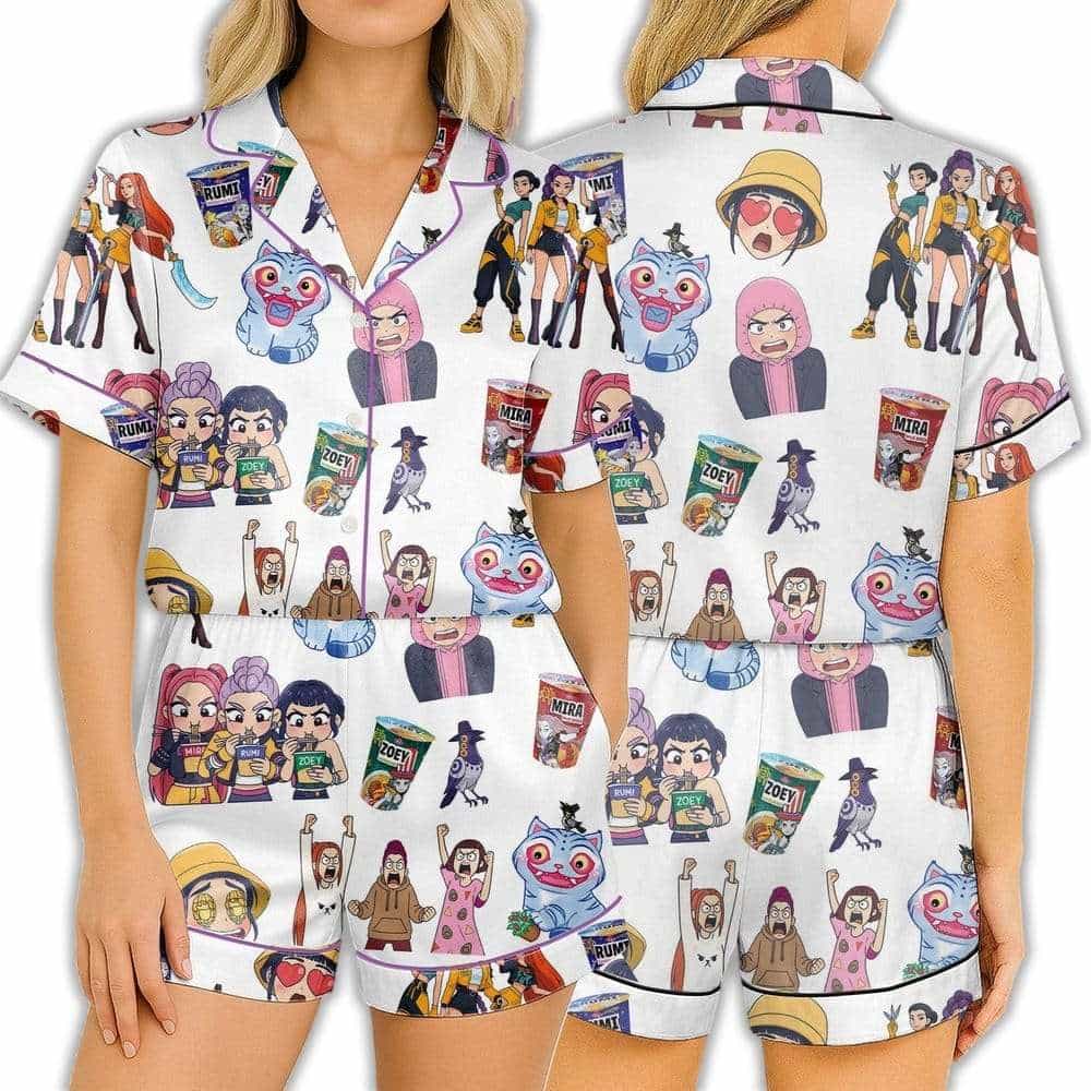 Huntrix Chibi Art Satin Pajamas Set Huntrix Chibi Art Satin Pajamas Set