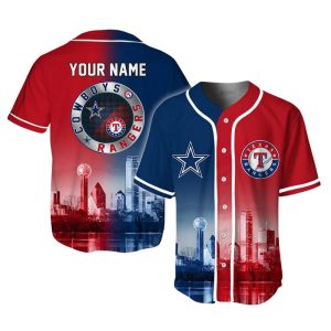 Rangers x Cowboys Skyline Customized Baseball Jersey