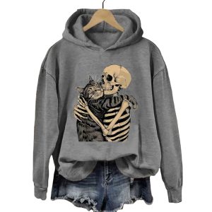 Halloween Skeleton Cat Hoodie1