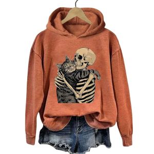 Halloween Skeleton Cat Hoodie2