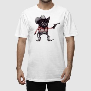 Black Pug Funny Cowboy T shirt 2