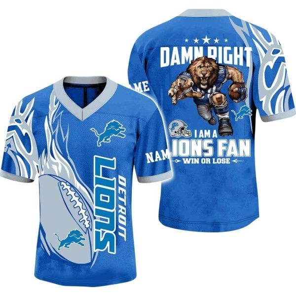 Lions Damn Right I Am A Chiefs Fan Win Or Lose Football Jersey