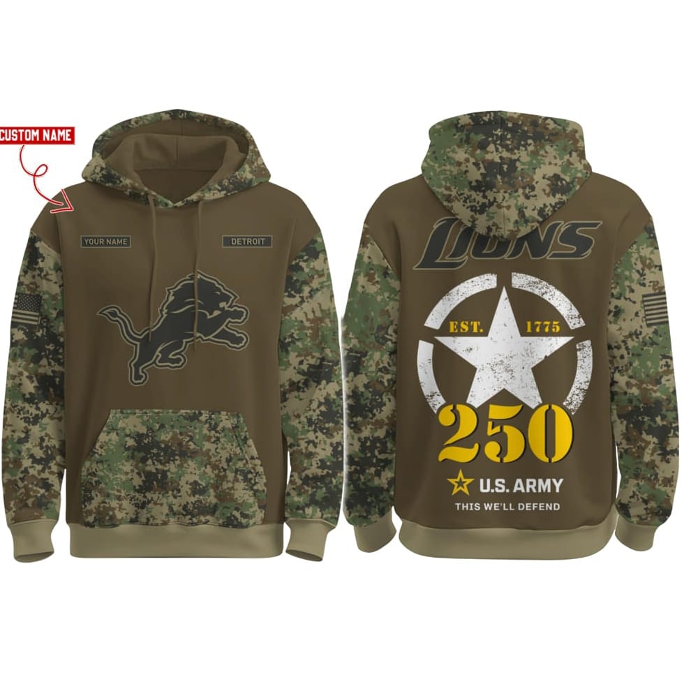 Lions US Army 250th Birthday Celebration Hoodie 2025 Lions US Army 250th Birthday Celebration Hoodie 2025