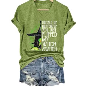 Halloween Buckle Up Buttercup You Just Flipped My Witch Switch Shirt