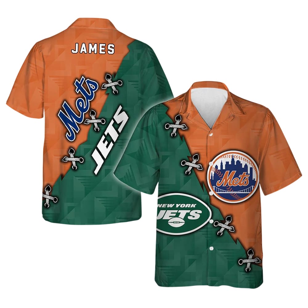 Mets x Jets Customized Hawaiian Shirt Mets x Jets Customized Hawaiian Shirt