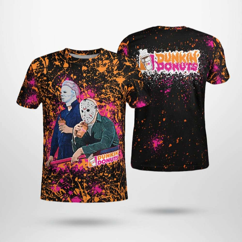 Michael Myers Jason Voorhees Dunkin Donuts Halloween Shirt Michael Myers Jason Voorhees Dunkin Donuts Halloween Shirt