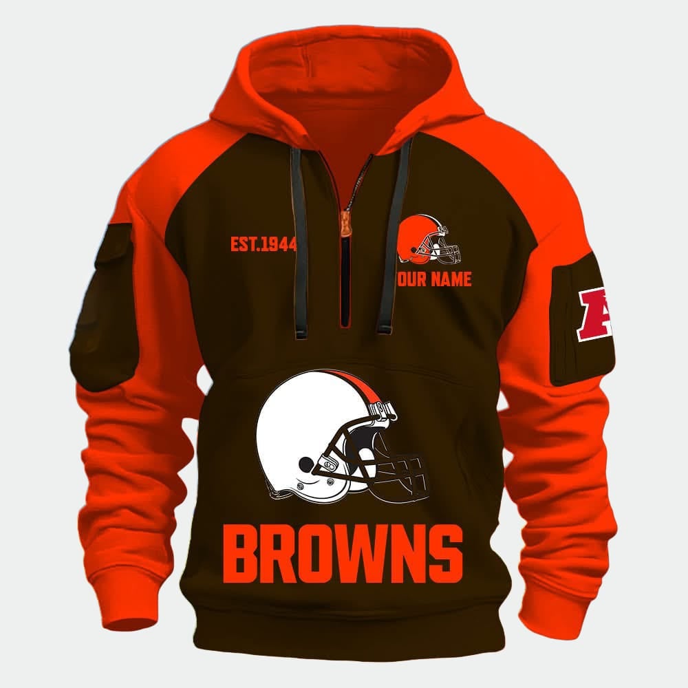 Personalized Browns Est 1944 Quarter Zip Hoodie Personalized Browns Est 1944 Quarter Zip Hoodie