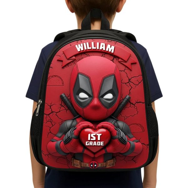 Personalized Deadpool Red Warrior Themed School Bag