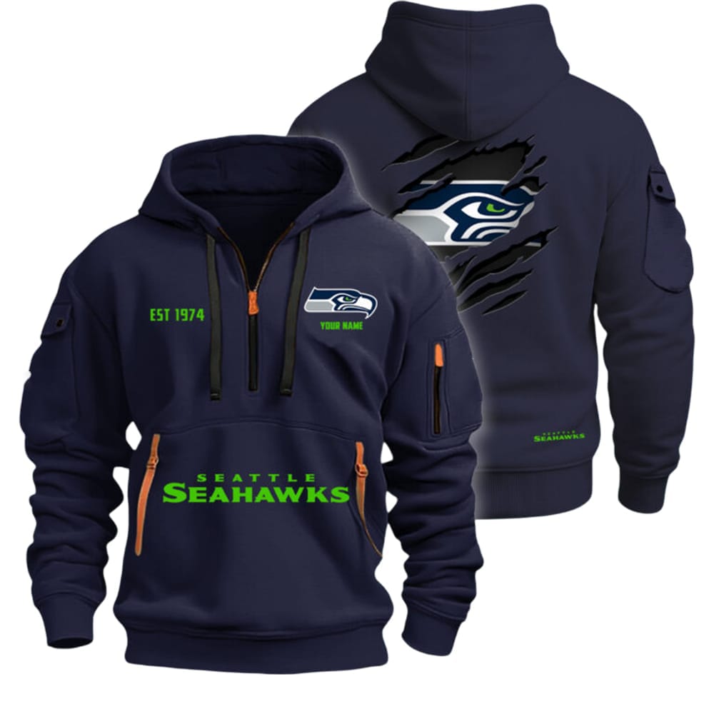 Seahawks Est 1974 Quarter Zip Hoodie Seahawks Est 1974 Quarter Zip Hoodie