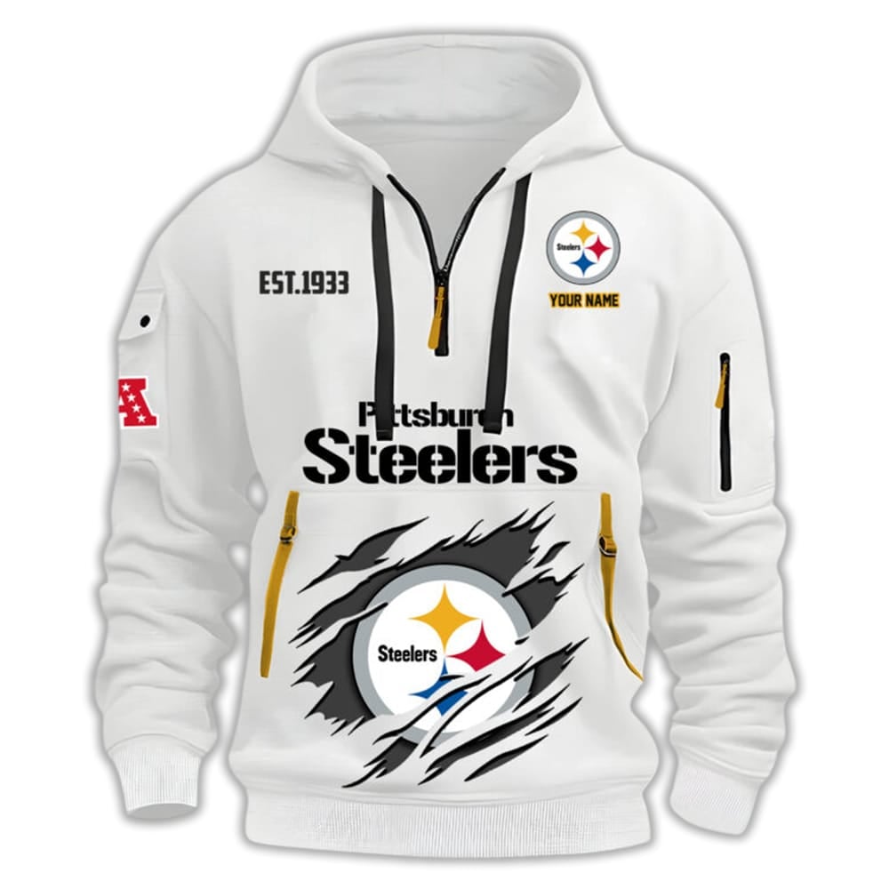 Steelers Est 1933 Custom Name Quarter Zip Hoodie Steelers Est 1933 Custom Name Quarter Zip Hoodie