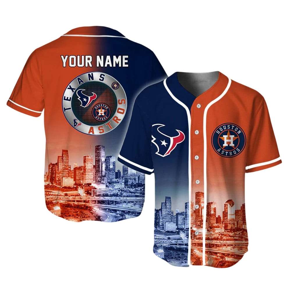 Texans x Astros Skyline Customized Baseball Jersey Texans x Astros Skyline Customized Baseball Jersey