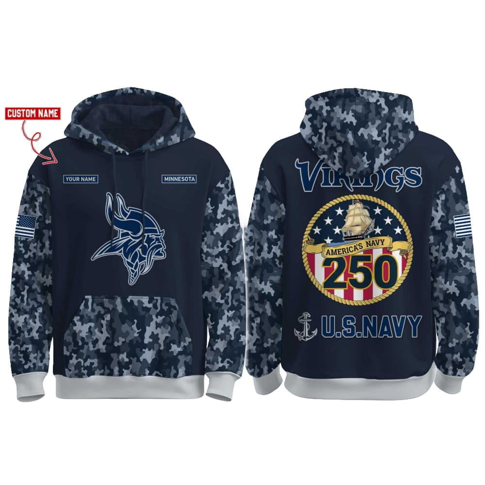 Vikings US Navy 250th Birthday Celebration Hoodie 2025 Vikings US Navy 250th Birthday Celebration Hoodie 2025
