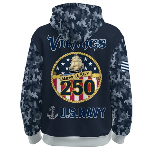 Vikings US Navy 250th Birthday Celebration Hoodie 2025