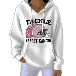 Tackle Breast Cancer Pink Football Casual Hoodie1