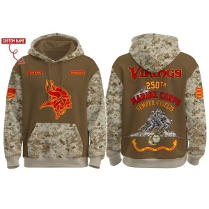 2025 Vikings US Marine Corps 250th Year Anniversary Hoodie