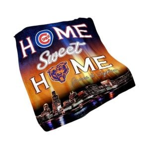 Cubs x Bears Home Sweet Home Chicago Skyline Fleece Blanket1