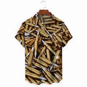 Bullet Print Mens Pocket Short Sleeve Shirts