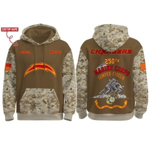 2025 Chargers US Marine Corps 250th Year Anniversary Hoodie