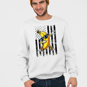 Dabbing Banana Retro American Flag Shirt 4