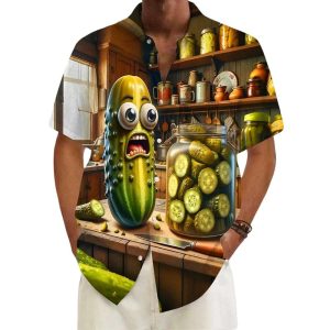 Funny Cucumber Men’s Pocket Short Sleeve Shirts