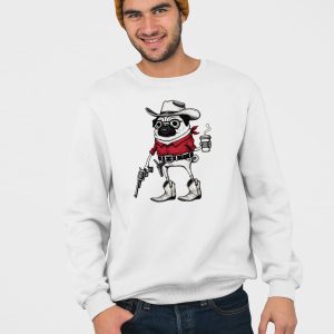 Funny Pug Cowboy Coffee T shirt 4