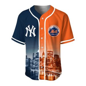 Mets x Yankees Skyline Customized Baseball Jersey1