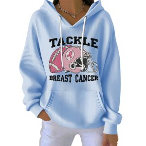 Tackle Breast Cancer Pink Football Casual Hoodie3