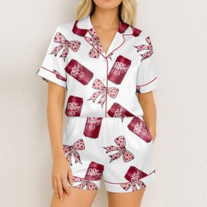 Pepper Drink Pink Coquette Bow Satin Pajamas